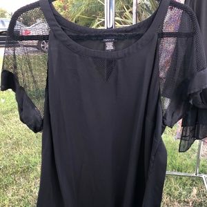 Black Blouse with Meshed Sleeves